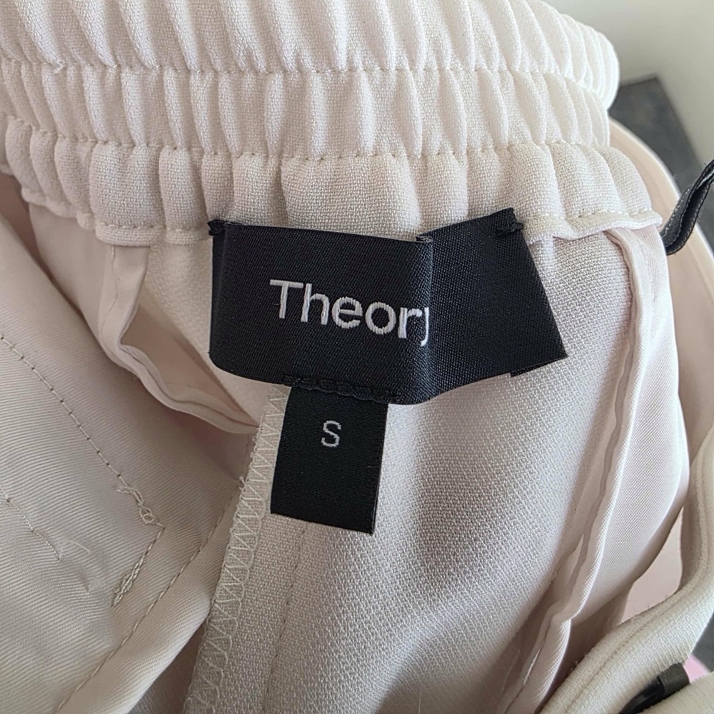 Theory Essential Jogger Cream Color Crepe High Rise Ankle Pants Size Small - Picture 5 of 6